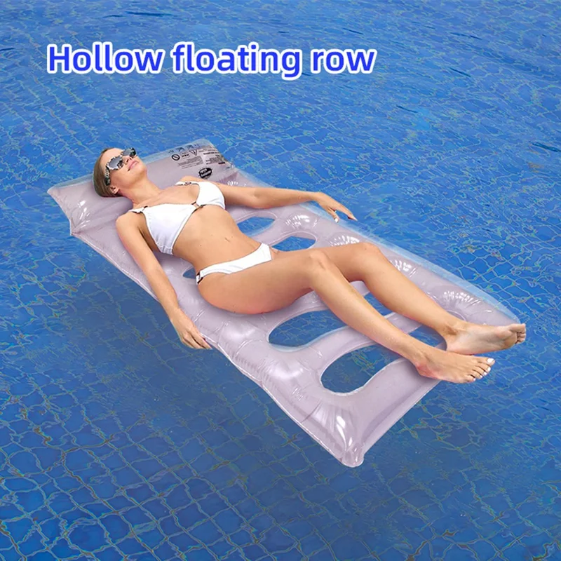 Foldable Pool Float PVC Inflatable Floating Water Hammock for Lake River Poolside Party, 160 x 80 x 13cm - Purple
