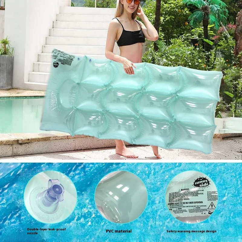 Foldable Pool Float PVC Inflatable Floating Water Hammock for Lake River Poolside Party, 160 x 80 x 13cm - Purple