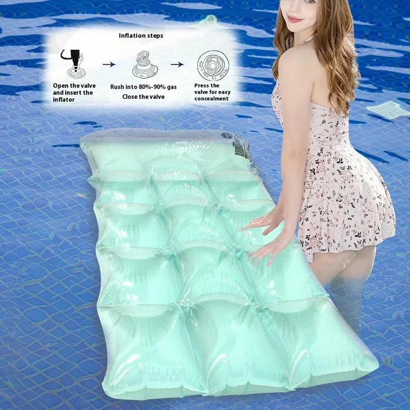 Foldable Pool Float PVC Inflatable Floating Water Hammock for Lake River Poolside Party, 160 x 80 x 13cm - Purple