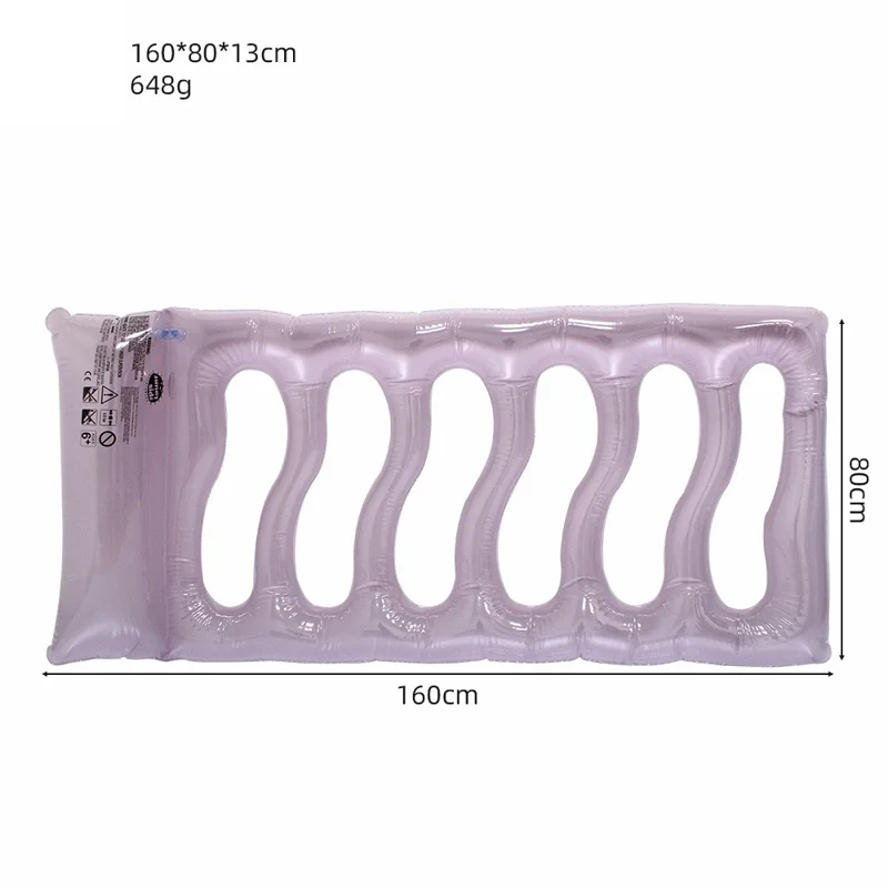 Foldable Pool Float PVC Inflatable Floating Water Hammock for Lake River Poolside Party, 160 x 80 x 13cm - Purple