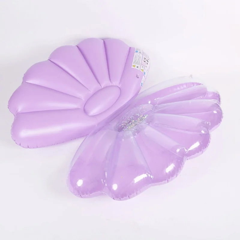 130 x 70cm Pearl Shell Inflatable Pool Float for Beach Lake Party Portable PVC Floating Lounger, Purple