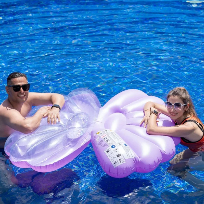 130 x 70cm Pearl Shell Inflatable Pool Float for Beach Lake Party Portable PVC Floating Lounger, Purple