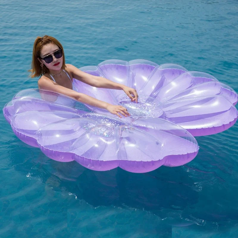 130 x 70cm Pearl Shell Inflatable Pool Float for Beach Lake Party Portable PVC Floating Lounger, Purple