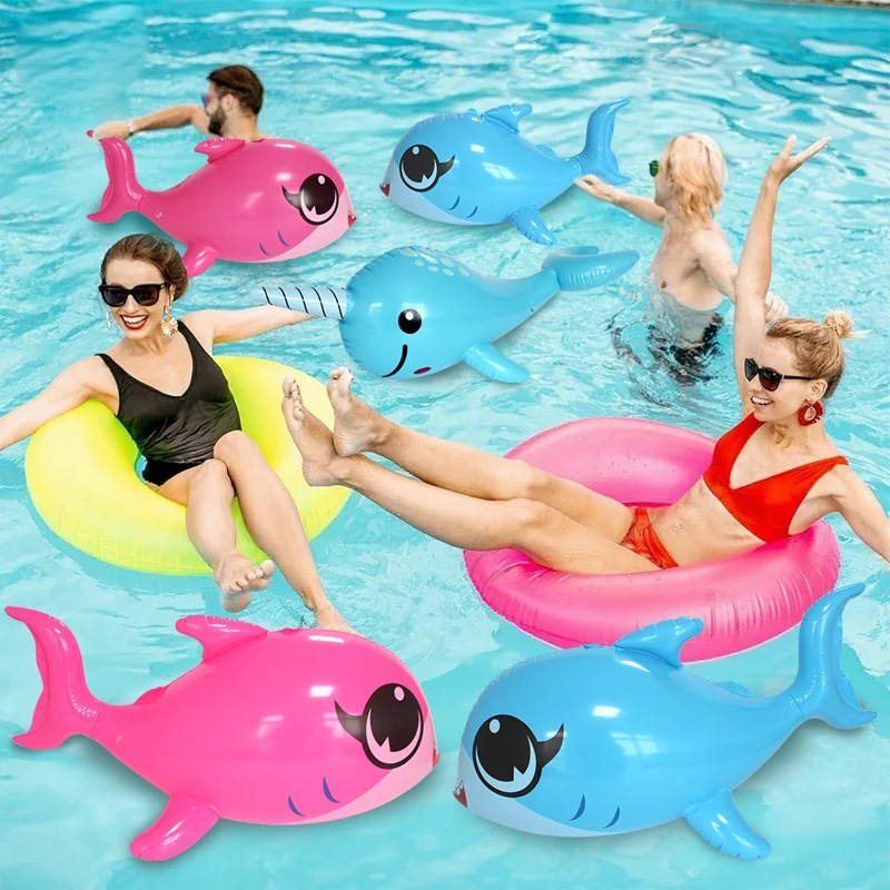 Inflatable Dolphin Thickened PVC Summer Fun Pool Float Water Party Toy - Large / Rose Dolphin