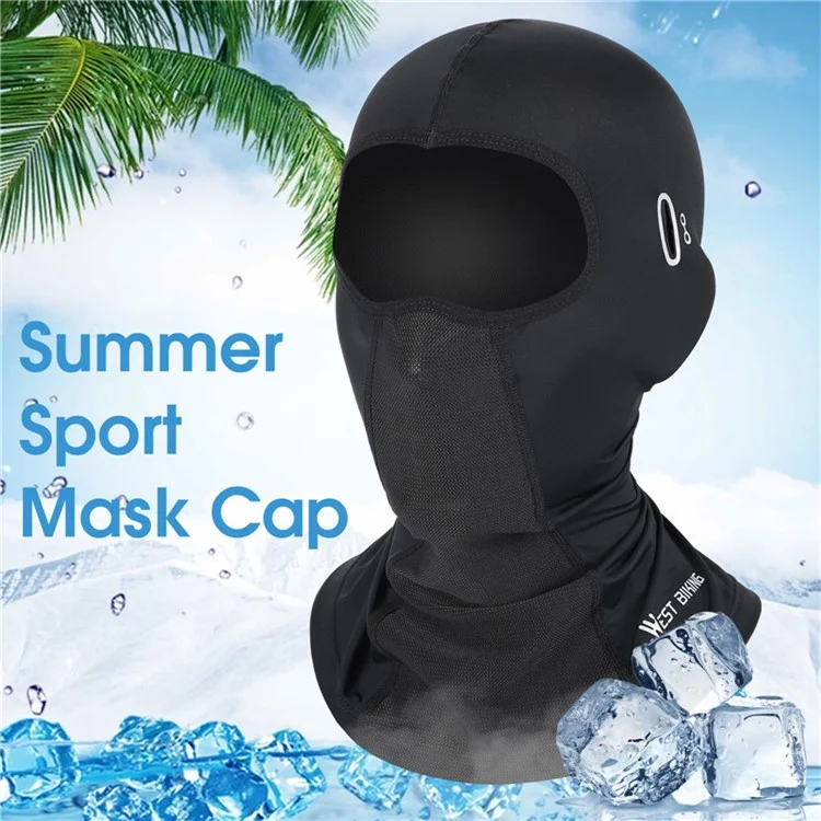 WEST BIKING YP0201296 Summer Cycling Anti-UV Face Mask Balaclava Hood MTB Bike Helmet Liner - Black