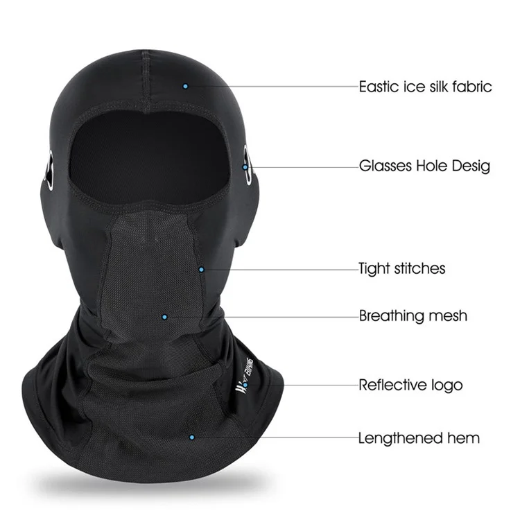 WEST BIKING YP0201296 Summer Cycling Anti-UV Face Mask Balaclava Hood MTB Bike Helmet Liner - Black