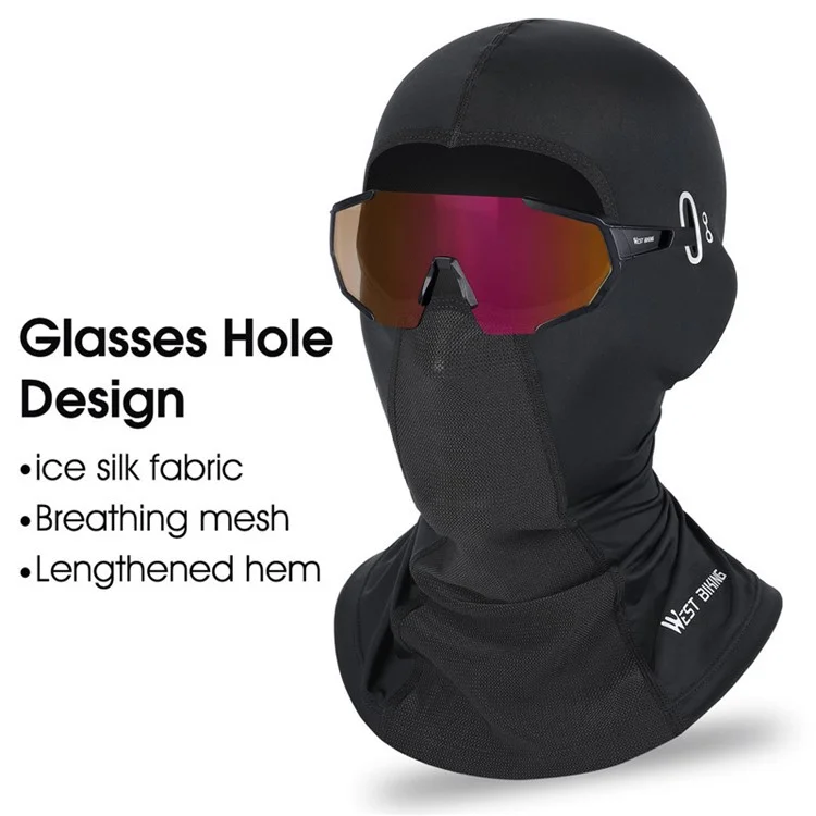 WEST BIKING YP0201296 Summer Cycling Anti-UV Face Mask Balaclava Hood MTB Bike Helmet Liner - Black