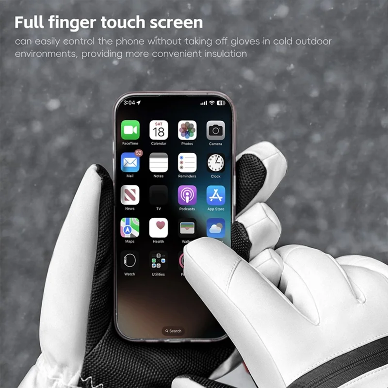 WEST BIKING YP0211271 Waterproof Ski Gloves Winter Windproof Touch Screen Cycling Mittens with Zipper Pocket - White / S