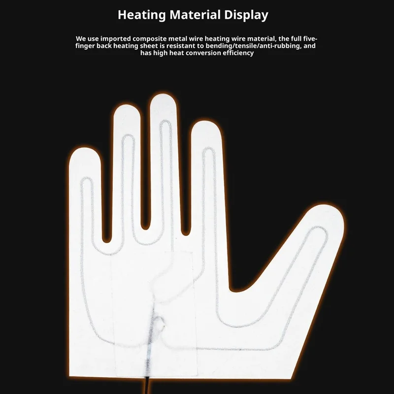 Guanti riscaldati a 3 livelli per sport invernali all'aperto, antivento, con funzione touchscreen e 2 scatole batterie vuote