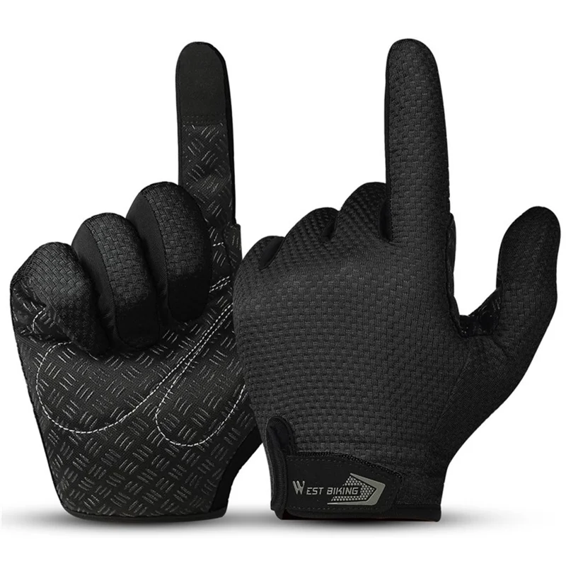 West Biking YP0211223 Bicicleta Ao Ar Livre Luvas De Ciclismo Tela De Toque À Prova De Choque Respirável Luvas De Dedo - Preto / Xxl.