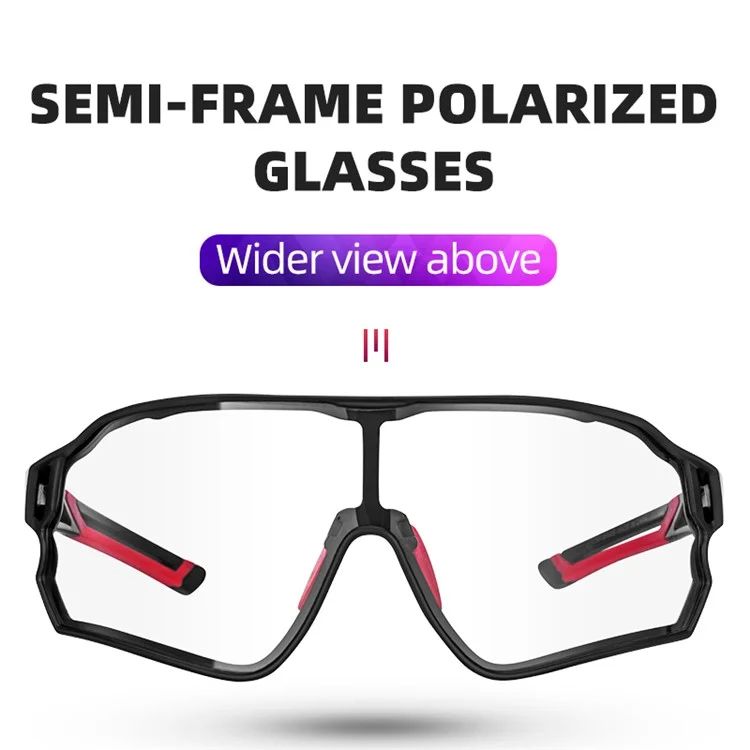 ROCKBROS 10133 Photochromic Cycling Sunglasses Polarized Windproof Eyeglasses Riding Eyewear - Black