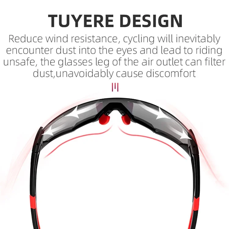 ROCKBROS 10133 Photochromic Cycling Sunglasses Polarized Windproof Eyeglasses Riding Eyewear - Black