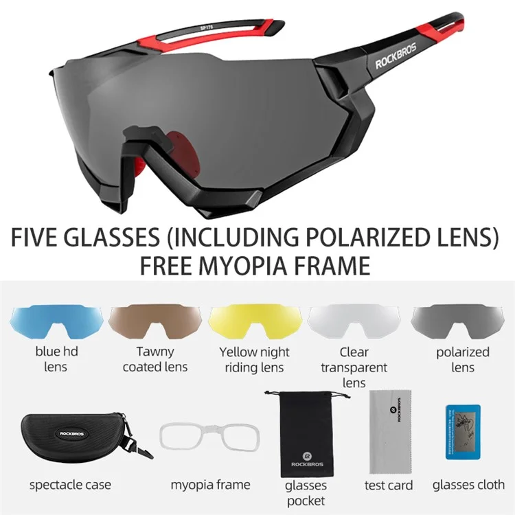 ROCKBROS 10133 Photochromic Cycling Sunglasses Polarized Windproof Eyeglasses Riding Eyewear - Black