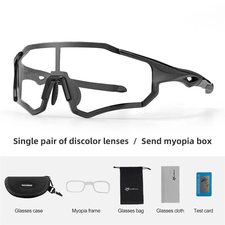 ROCKBROS Anti-fog Goggles Polarized Photochromic Glasses with Myopia Frame for Man and Women - Black