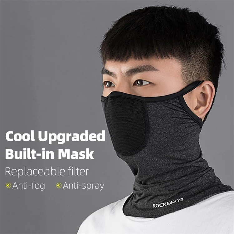 ROCKBROS LF7813 Cagoule de protection pour le cou Couvre-visage Écharpe Masque avec languettes d'oreille Protection UV Blocage PM2.5 Couvre-chef pour hommes et femmes
