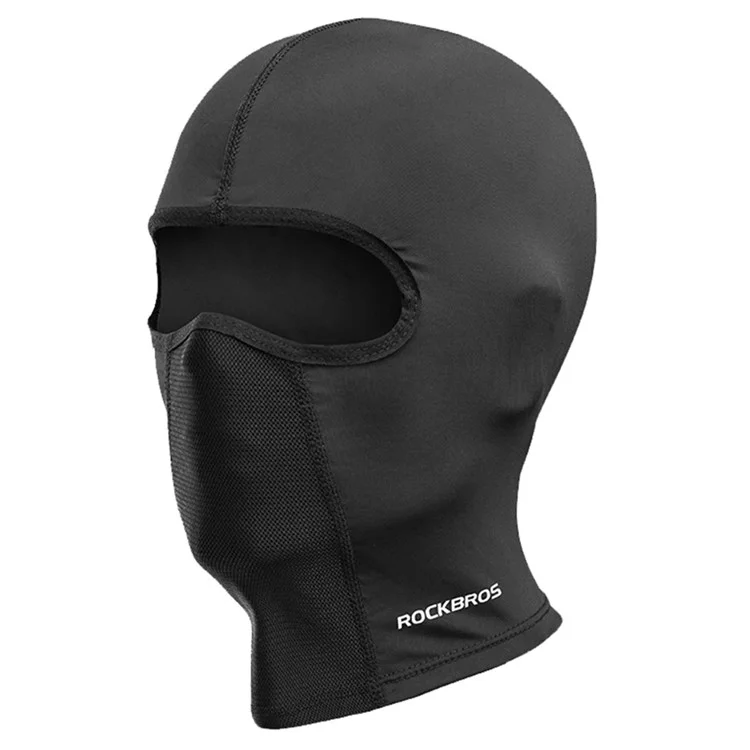 Masque moto ROCKBROS LF8064 Protection solaire en soie glacée, cagoule de cyclisme en plein air, cache-cou extensible pour casque - Noir/sans trou pour lunettes