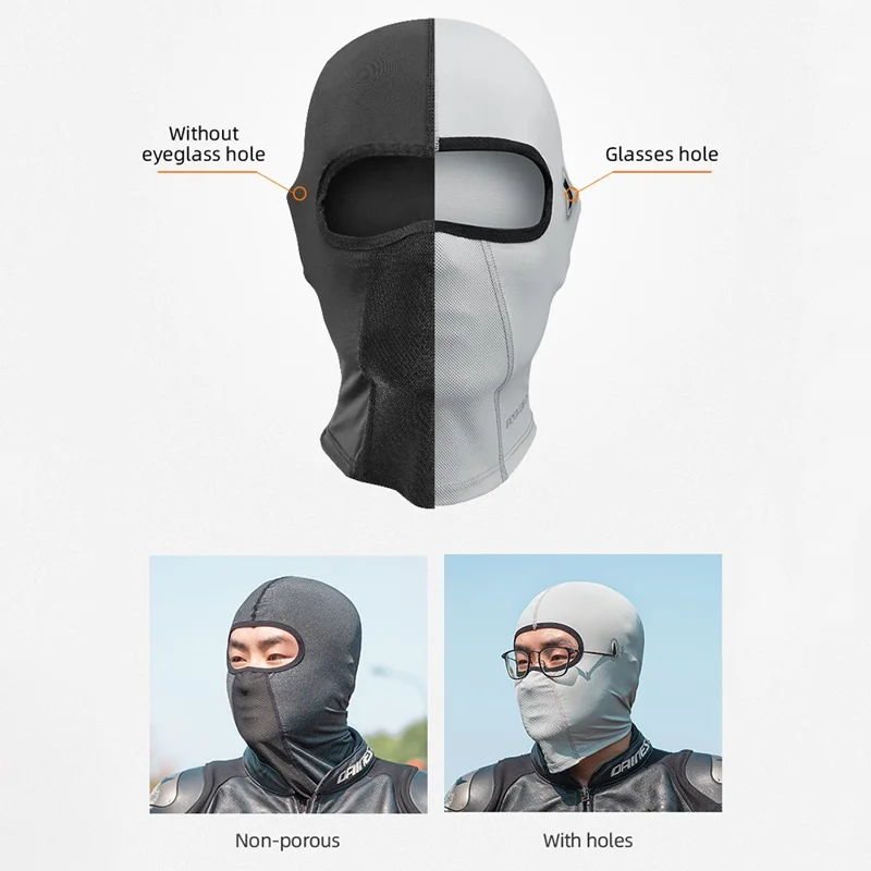 Rockbros LF8065 Maschera Per la Faccia di Motocicletta Protezione Solare Protezione da Sole Silk Ice Cycling Balaclava Cap Capillino Scraf Alline - Nero/con Buco Degli Occhiali