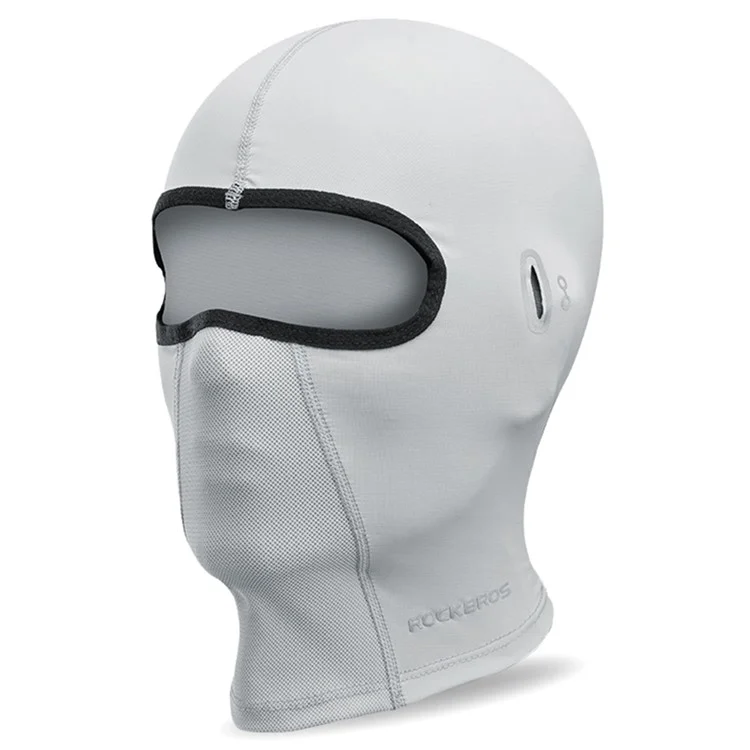 Masque de moto ROCKBROS LF8065 Protection solaire en soie de glace, masque facial pour le cyclisme en plein air, cagoule extensible avec attache pour casque - Gris clair/avec trou pour lunettes