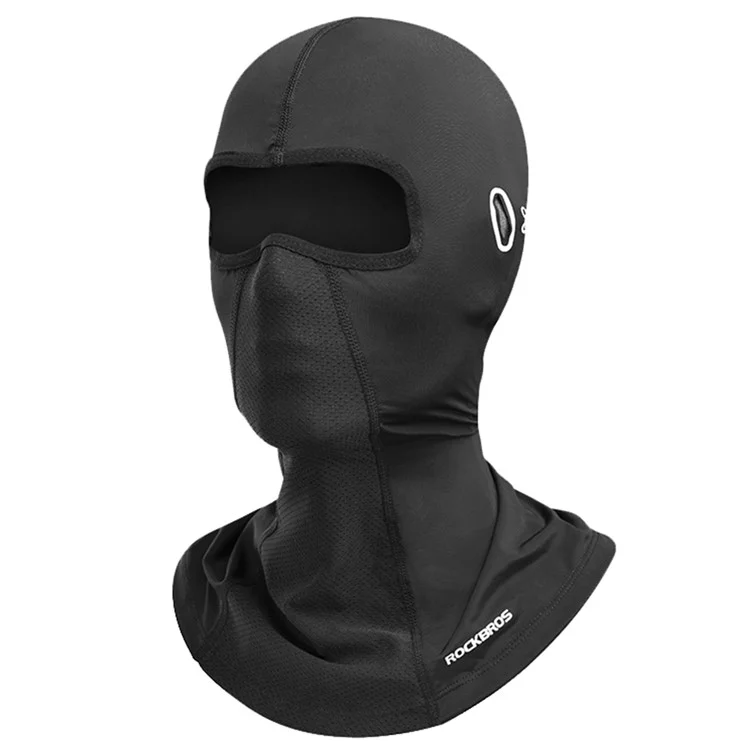 ROCKBROS LF8112 Balaclava Face Cover Outdoor Ciclismo Traspirante Ghiaccio Seta Sunproof Collo Sciarpa Ghetta - Nero/con Foro Per Occhiali