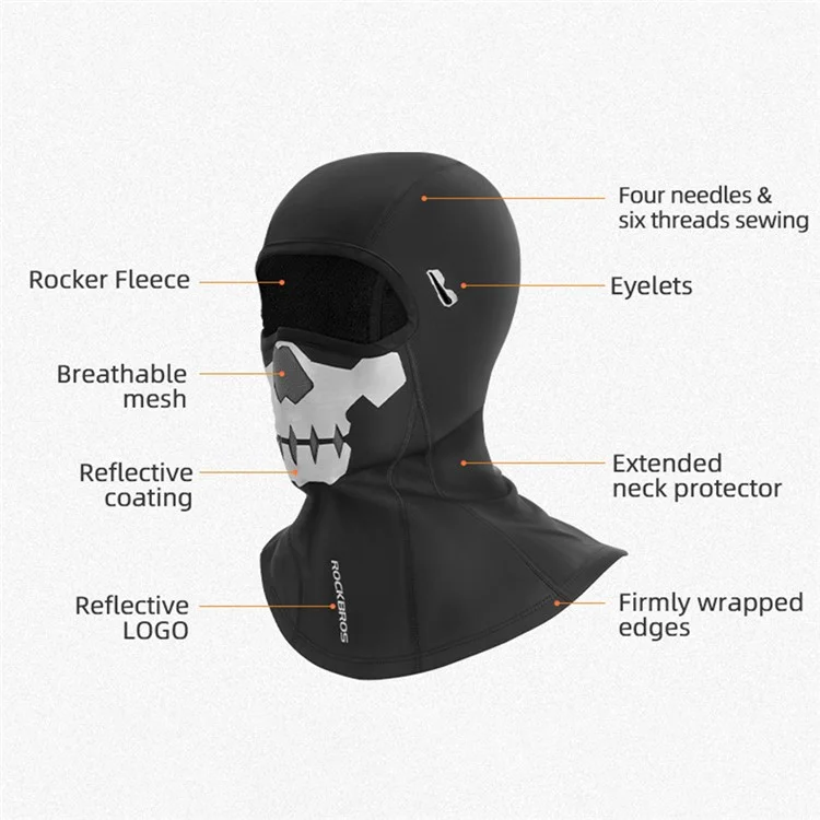 Rockbros YPP055 Patrón de Calavera/araña Invierno Motocicleta de Invierno Cebo de Ciclismo Finer de Casco Balaclava Face Mask - Calavera