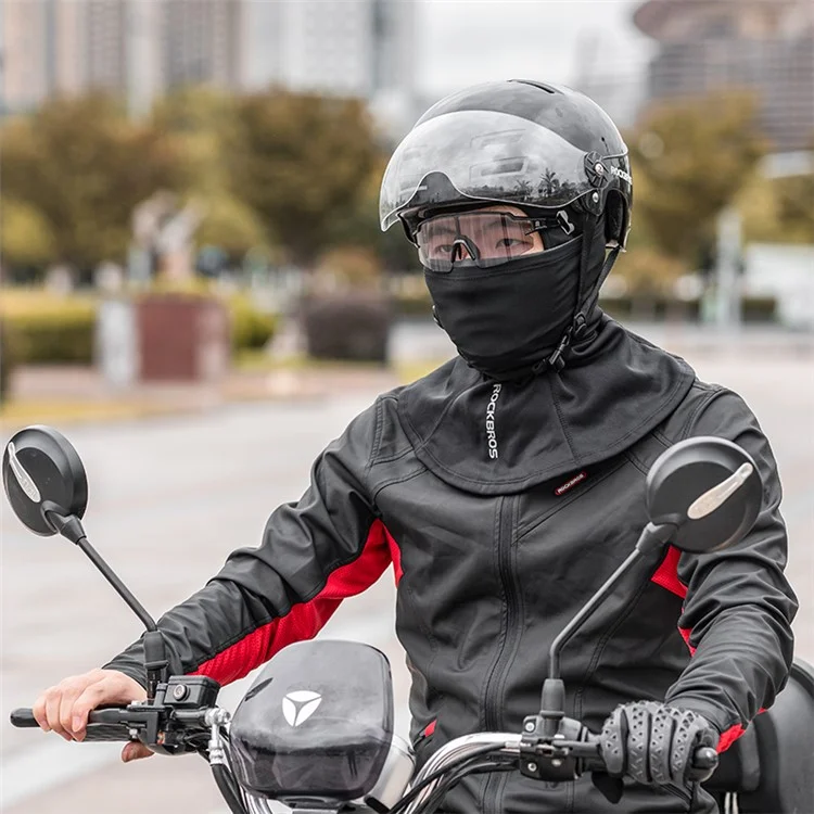 ROCKBROS 13420046002 Windproof Motorcycle Cycling Head Scarf Winter Fleece Lined Balaclava Long Face Mask with Replaceable Filter - L