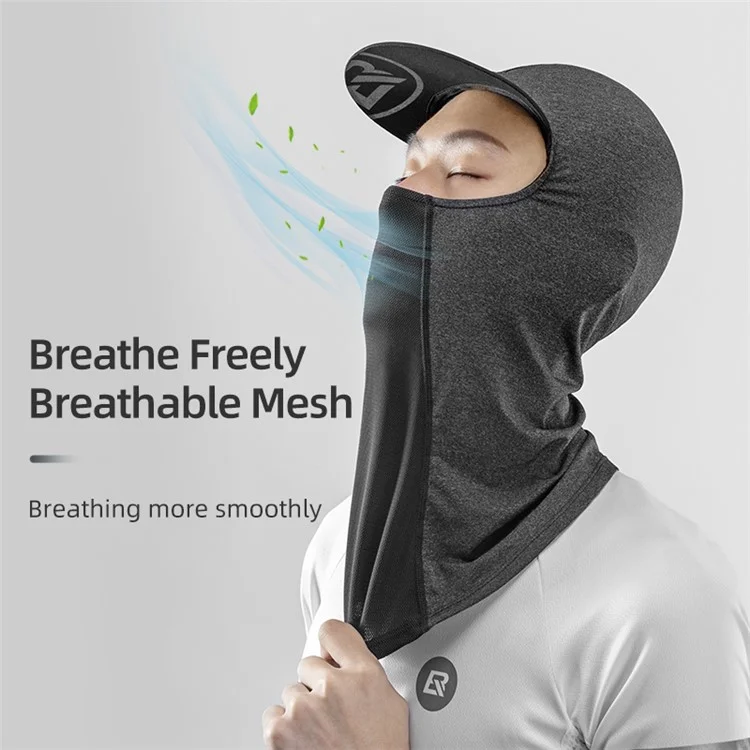 Masque couvre-visage complet ROCKBROS LF8119 Protection solaire respirante en soie de glace pour le cyclisme, la moto, le casque de doublure Balaclava Cap avec Brim - Gris clair
