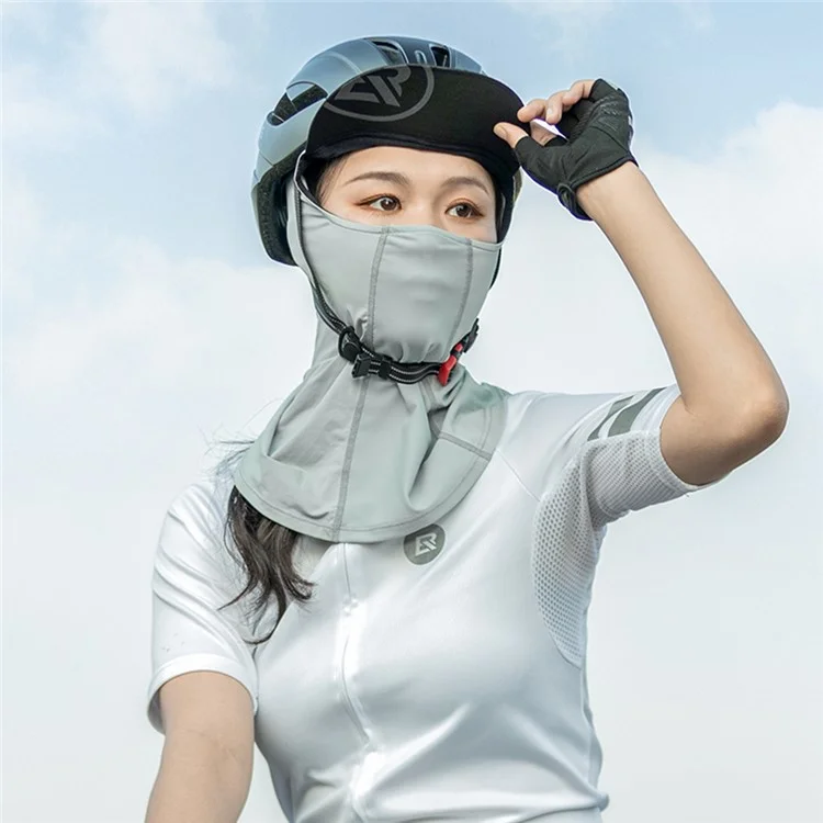 Masque couvre-visage complet ROCKBROS LF8119 Protection solaire respirante en soie de glace pour le cyclisme, la moto, le casque de doublure Balaclava Cap avec Brim - Gris clair