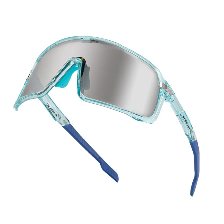 WHEEL UP Large Frame Anti-UV Cycling Sunglasses Polarized Eyeglasses Riding Eyewear - Light Blue