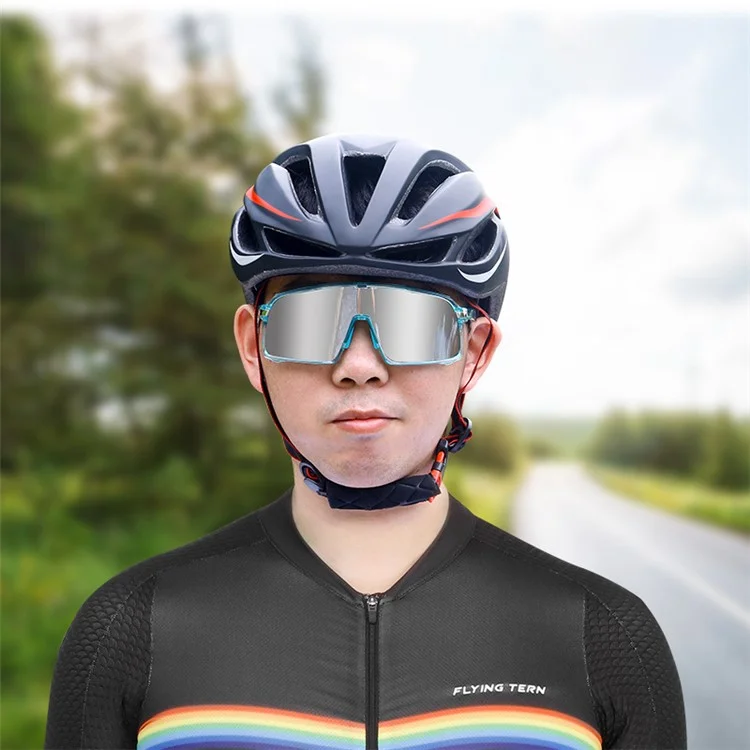 WHEEL UP Large Frame Anti-UV Cycling Sunglasses Polarized Eyeglasses Riding Eyewear - Light Blue