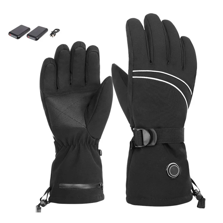 Guantes de Nieve de Motocicleta Volante Motora de Nieve Calentada Pantalla Táctil Guantes de Esquí de Invierno Guantes de Calefacción Eléctrica, Batería Alimentada Por la Batería