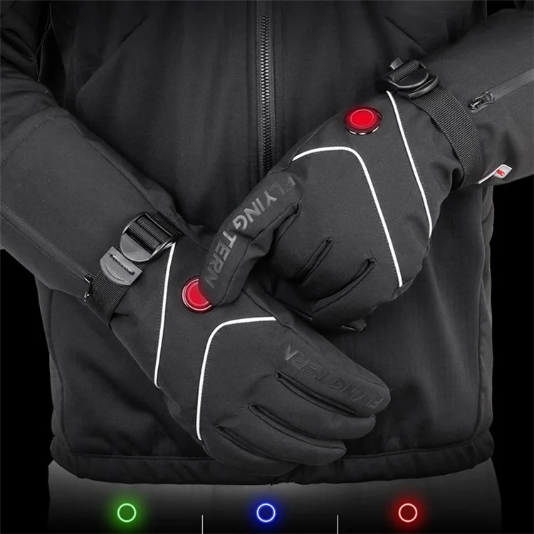 Guantes de Nieve de Motocicleta Volante Motora de Nieve Calentada Pantalla Táctil Guantes de Esquí de Invierno Guantes de Calefacción Eléctrica, Batería Alimentada Por la Batería