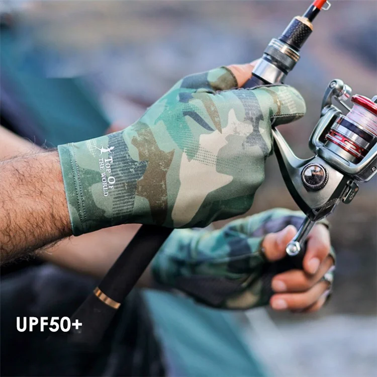 GOLOVEJOY XG55 1 Pair Breathable Fishing Gloves Outdoor Sports Anti-UV Ice Silk Half Finger Gloves - Ocean Blue / XL