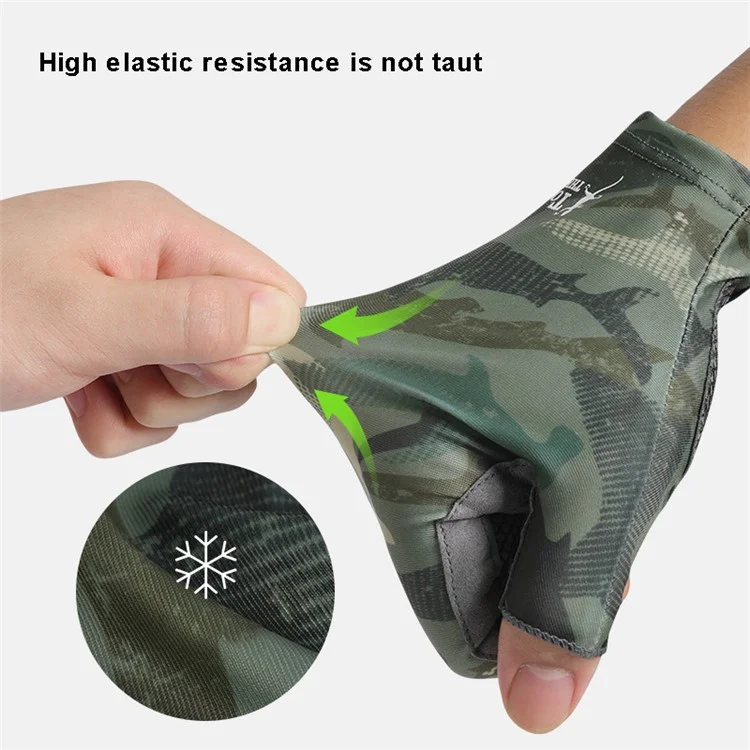 GOLOVEJOY XG55 1 Pair Breathable Fishing Gloves Outdoor Sports Anti-UV Ice Silk Half Finger Gloves - Ocean Blue / XL