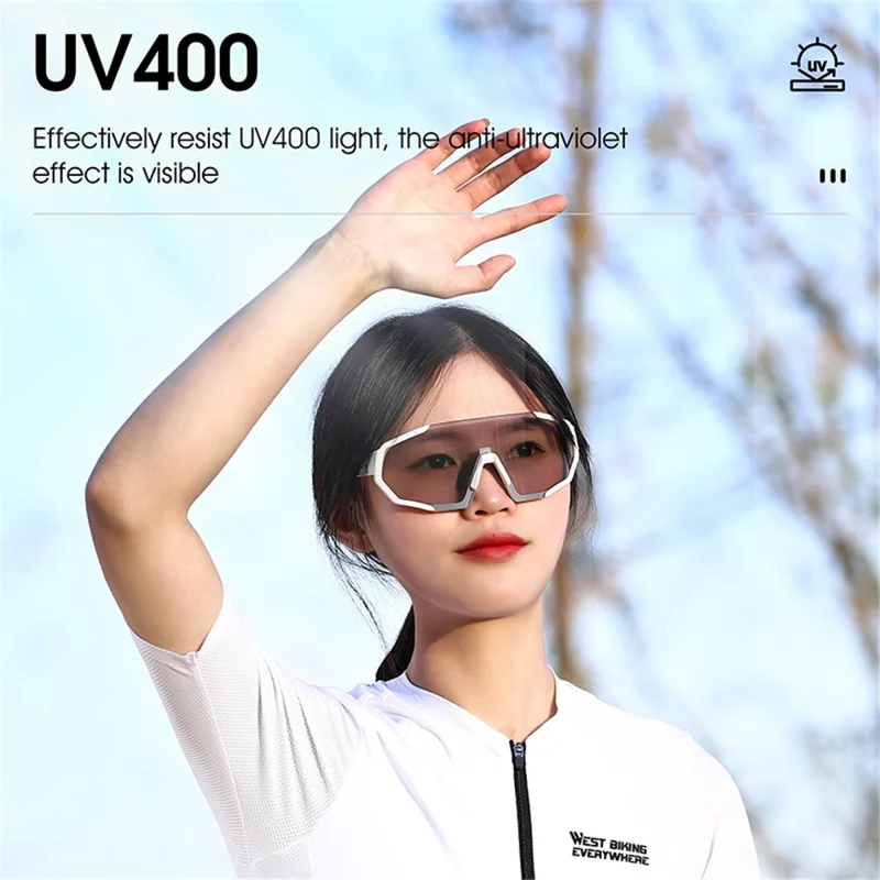 WEST BIKING YP0703148 Photochromic Sports Goggles Men Women Cycling UV Protection Windproof Eyeglasses - Black