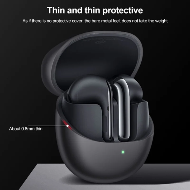 For Xiaomi Buds 4 Bluetooth-compatible Earphone Charging Bin Case Flexible Silicone Sleeve Full Protection Cover - Black