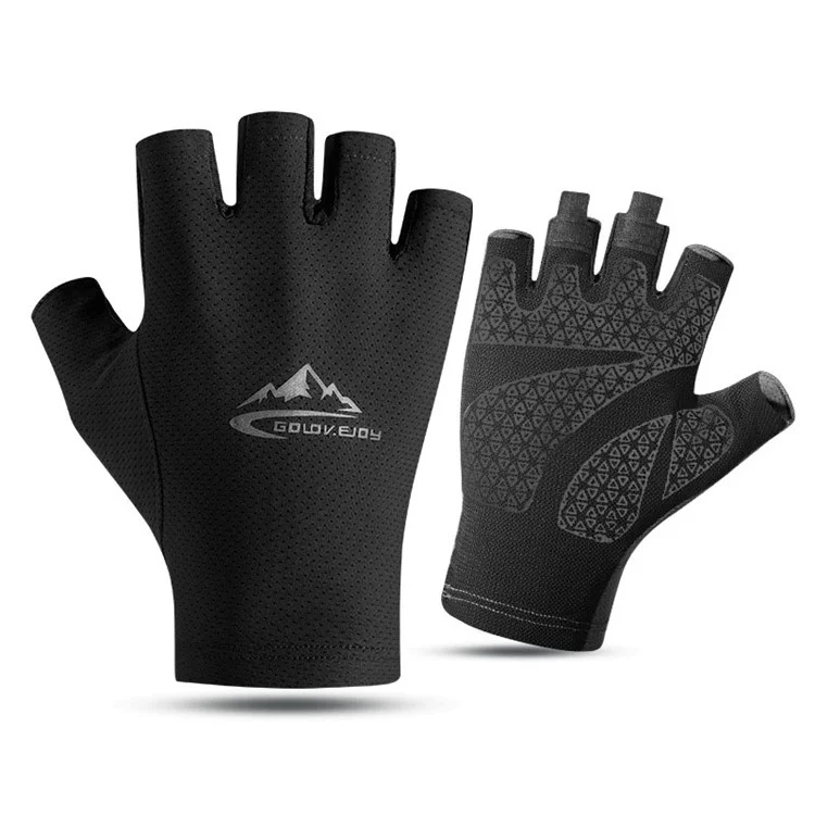 GOLOVEJOY XG51 Une paire de gants pour hommes Cyclisme Pêche Demi-doigts Gant de compression pour la protection des mains pour la randonnée, le camping, la course - Noir / Taille: L