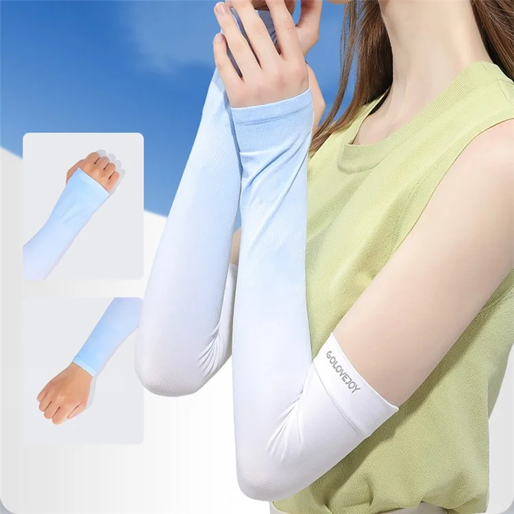 GOLOVEJOY HB21 Une paire de manches UV Protection Arm Sleeves Cycling Refroidissement Gants Dégradé de couleur Compression Longue Couverture du bras - Bleu