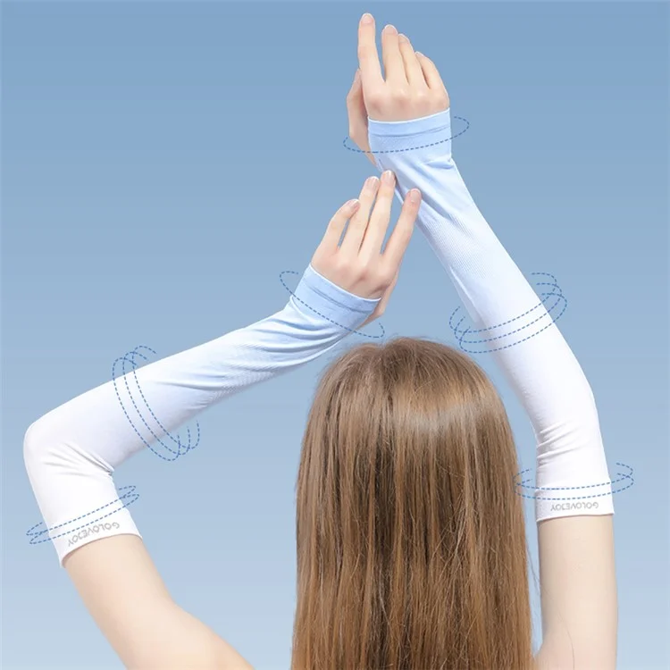 GOLOVEJOY HB21 Une paire de manches UV Protection Arm Sleeves Cycling Refroidissement Gants Dégradé de couleur Compression Longue Couverture du bras - Bleu