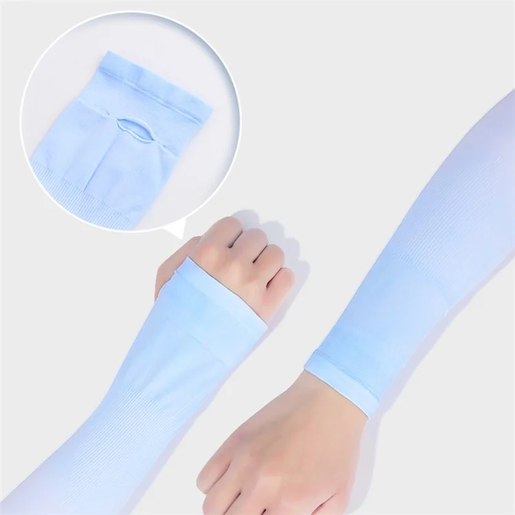 GOLOVEJOY HB21 Une paire de manches UV Protection Arm Sleeves Cycling Refroidissement Gants Dégradé de couleur Compression Longue Couverture du bras - Bleu