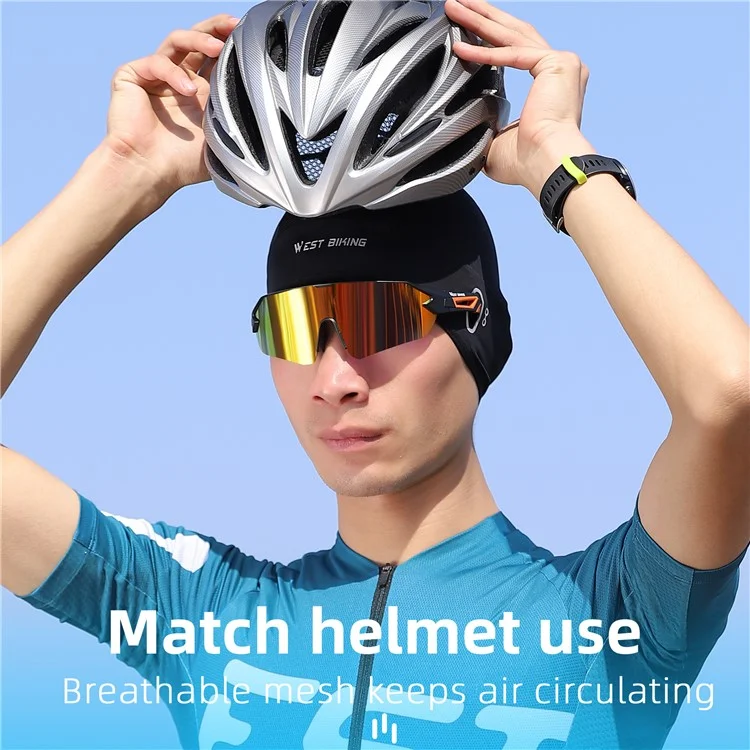 WEST BIKING YP0201362 Ice Silk Cooling Cap Summer Cycling Hat Breathable Helmet Liner Cap - Black / Grey