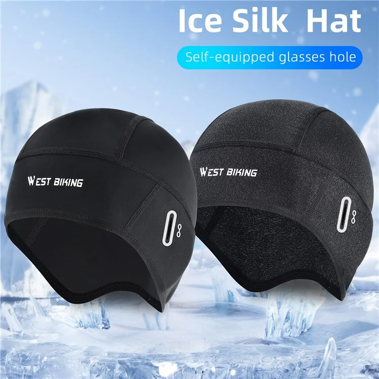 WEST BIKING YP0201363 Summer Cycling Ice Silk Cooling Cap UV Protection Breathable Helmet Liner Hat - Black