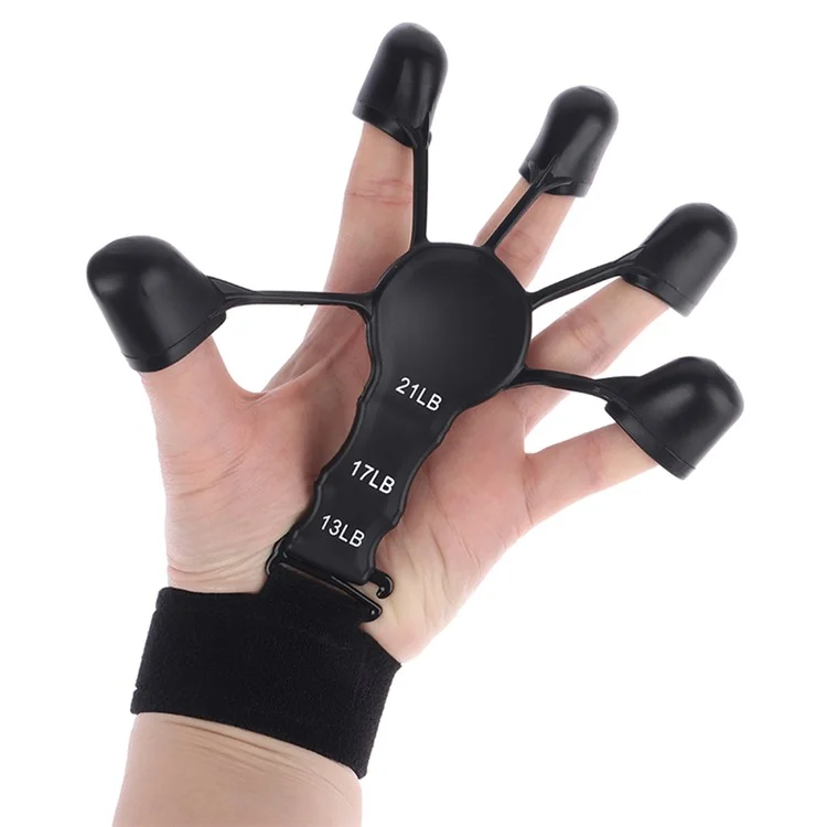 Finger Grip Strength Trainer Adjustable Finger Exerciser Grip Strengthener for Rock Climbing, Relieve Pain, Arthritis - Black