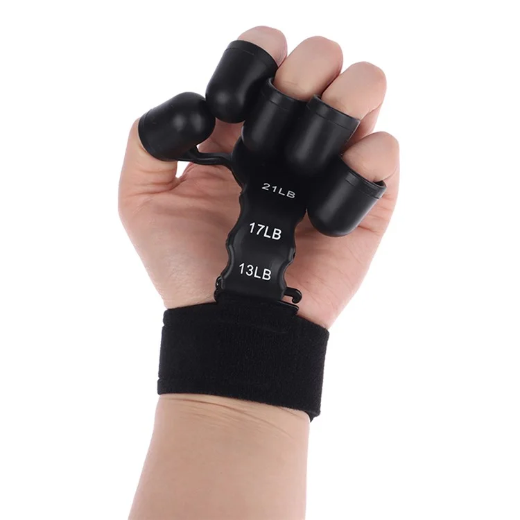 Finger Grip Strength Trainer Adjustable Finger Exerciser Grip Strengthener for Rock Climbing, Relieve Pain, Arthritis - Black