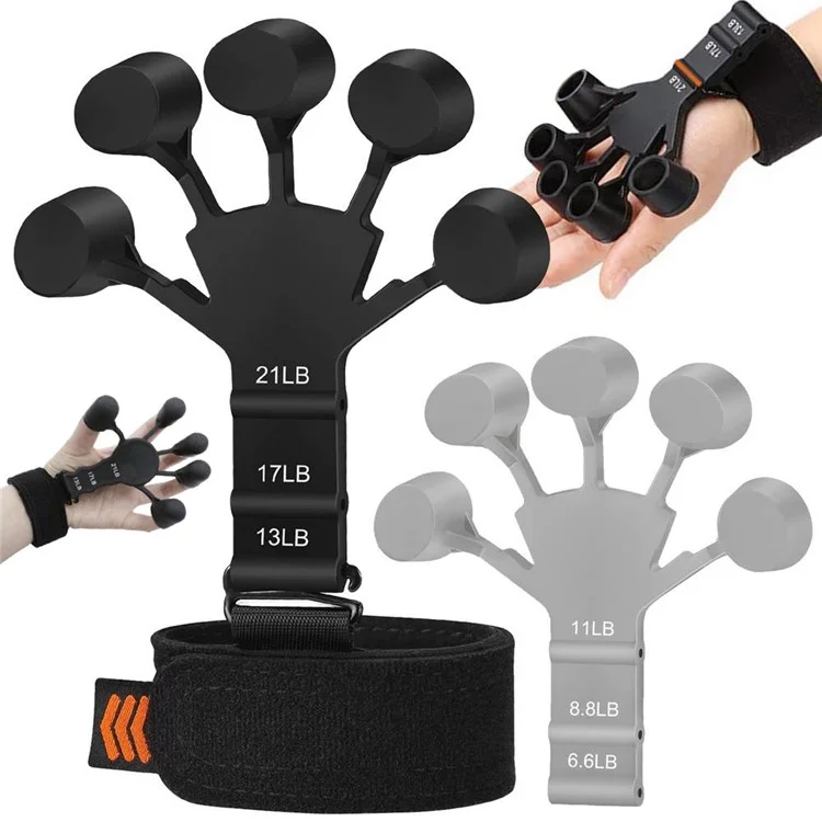 Finger Grip Strength Trainer Adjustable Finger Exerciser Grip Strengthener for Rock Climbing, Relieve Pain, Arthritis - Grey