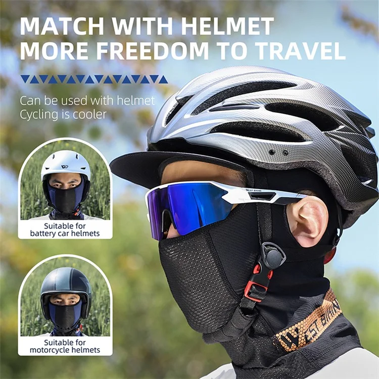 WEST BIKING YP0201382 UV-Schützender Nackengamasche Balaclava Eisseide Gesichtsbedeckung mit Schirm zum Radfahren, Angeln - Blau
