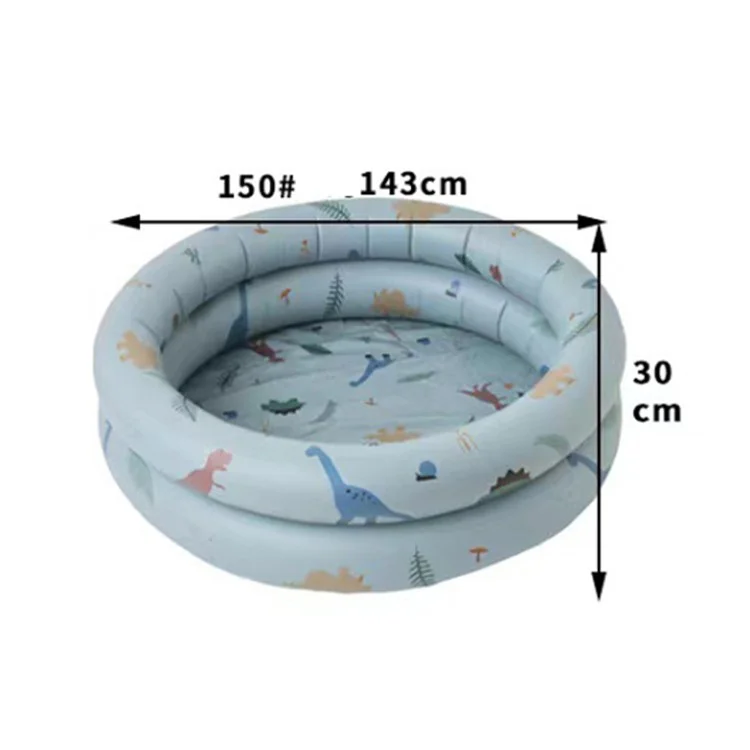 Piscina Rotonda Gonfiabile in PVC per Bambini, Piscina Estiva per Bambini, Giocattolo per Paddling, Stile 150 - Dinosauro Beige