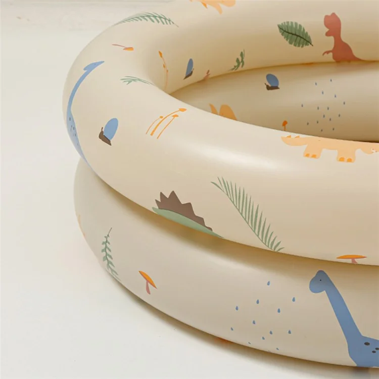 Piscina per bambini gonfiabile, piscina estiva rotonda in PVC per il bagnetto per neonati, Stile 120 - Dinosauro beige