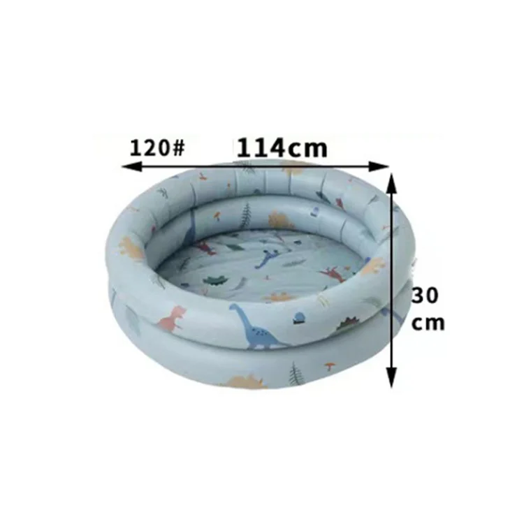 Piscina per bambini gonfiabile, piscina estiva rotonda in PVC per il bagnetto per neonati, Stile 120 - Dinosauro beige