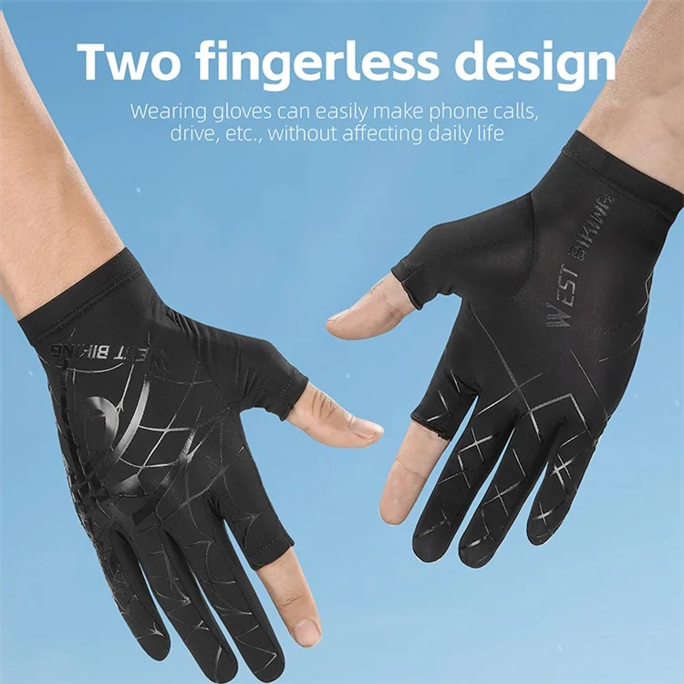 WEST BIKING YP0211238 1 Paire de Gants de Cyclisme de Plein Air pour la Pêche Gants en Soie Glacée Respirants - Blanc / L