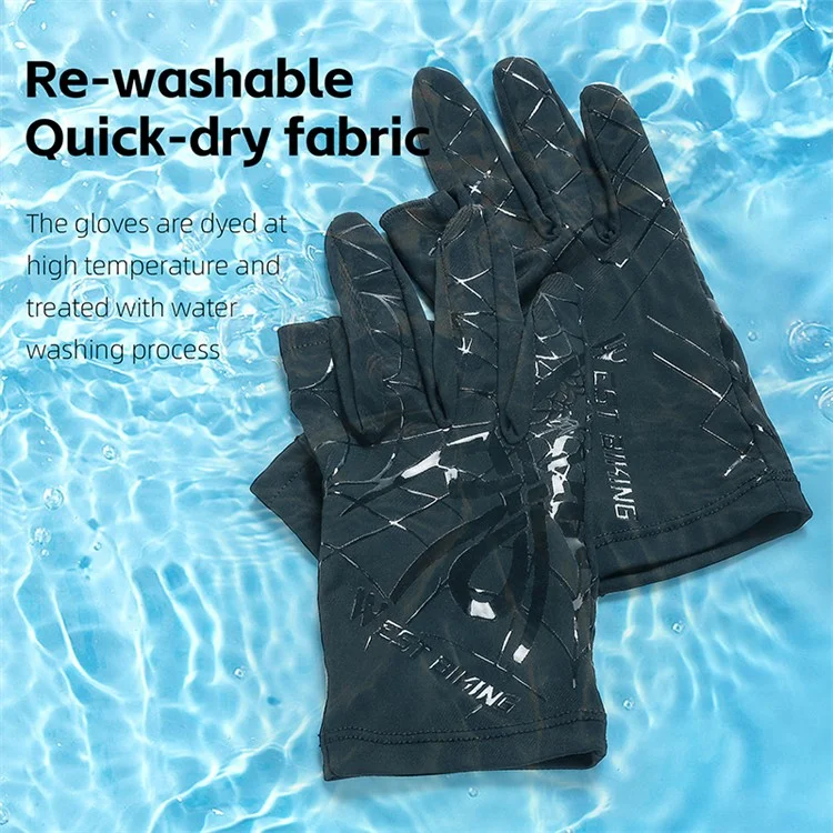 WEST BIKING YP0211238 1 Paire de Gants de Cyclisme de Plein Air pour la Pêche Gants en Soie Glacée Respirants - Blanc / L